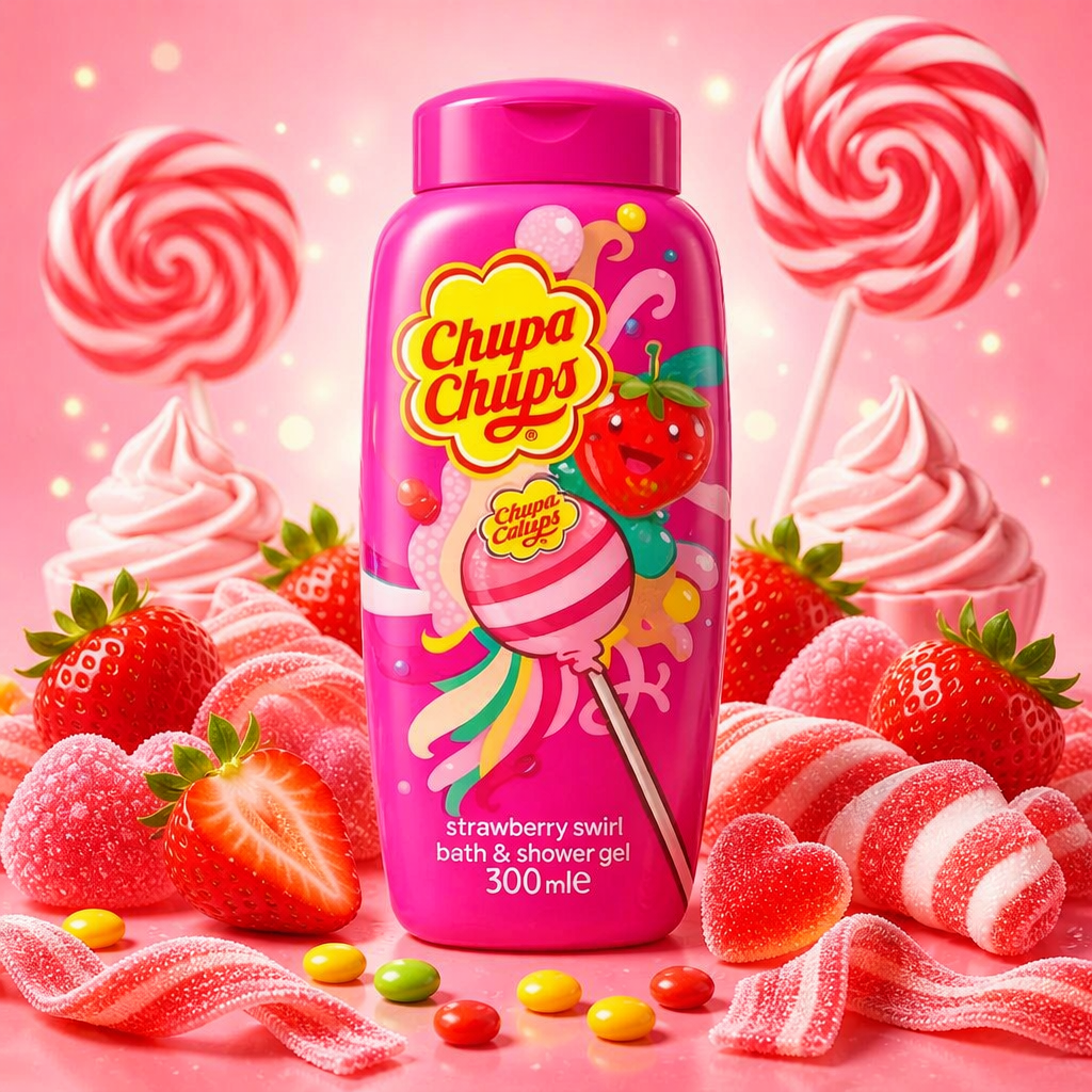 Chupa Chups Strawberry Swirl – Gel Douche & Bain 300 ml🌸🍓