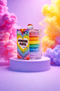 ✨ Houppettes à Poudre Arc-en-ciel – Lot de 7 avec Boîtier💖🧡💛🩵💙💜💟