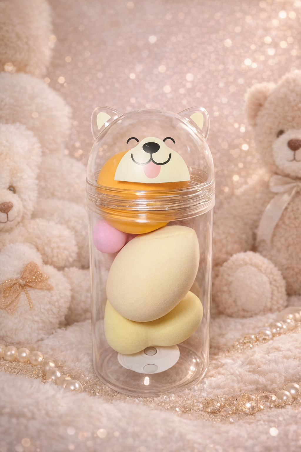 🧸 Beauty Blender Set – Éponge de Maquillage avec Boîte Ourson